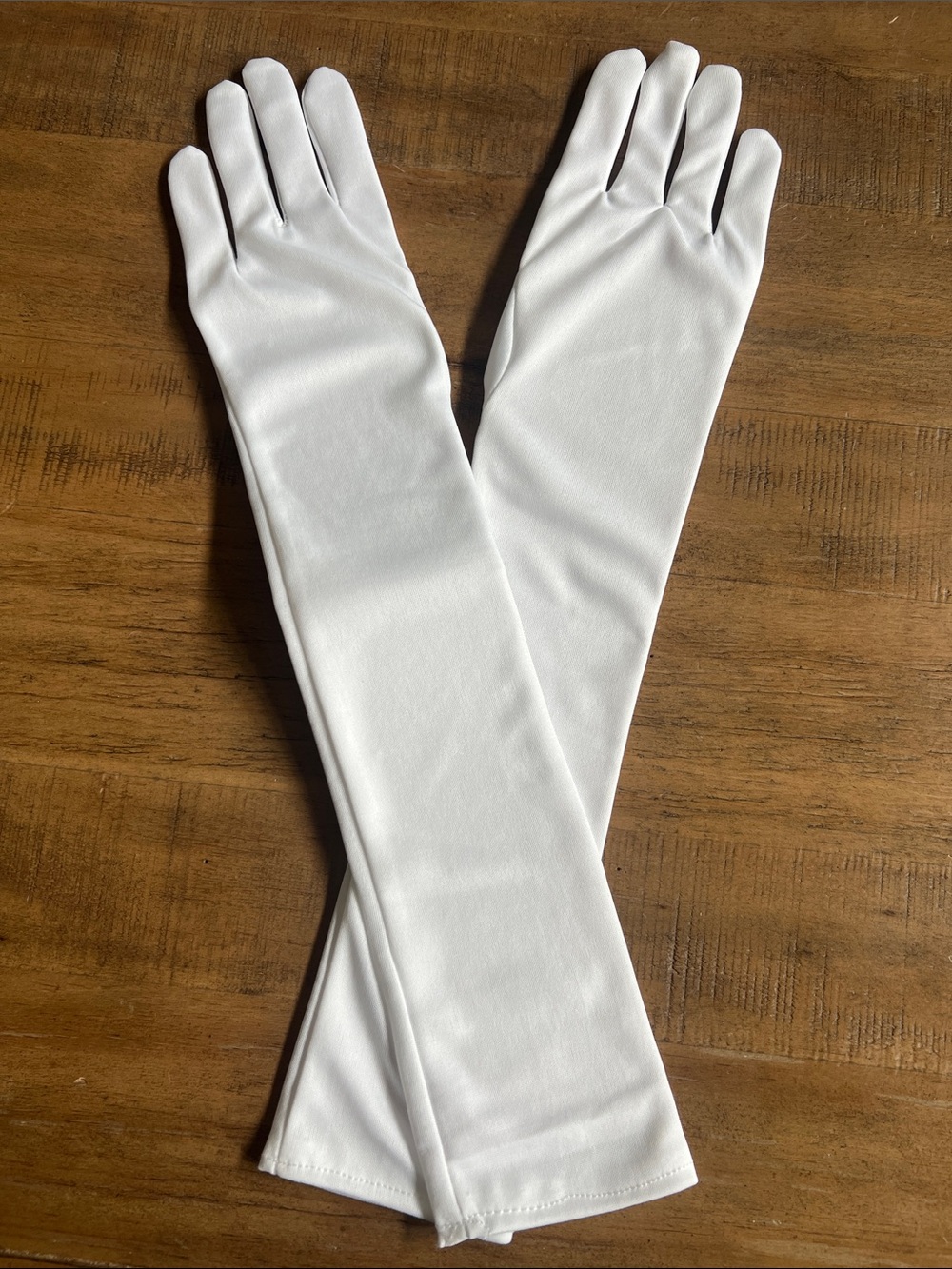 White Elbow Length Stretch Evening Gloves - Picture 2 of 2
